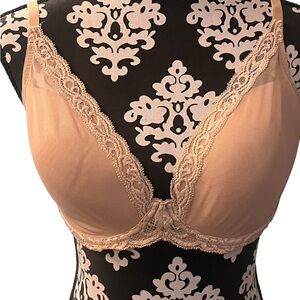 Natori Tan Lace Trim Bra with Underwire Support